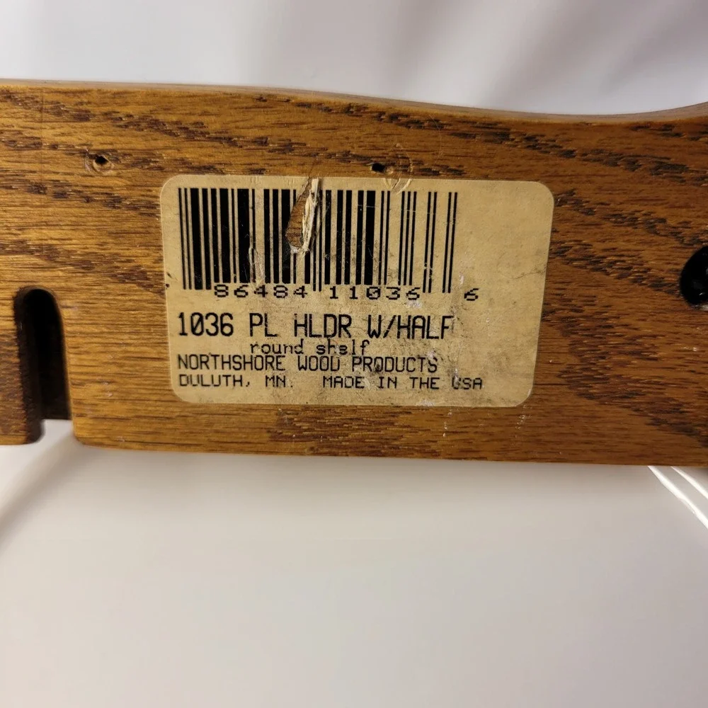 Northshore Wood Products Plate Holder Wall Shelf Oak with Currier & Ives Plate